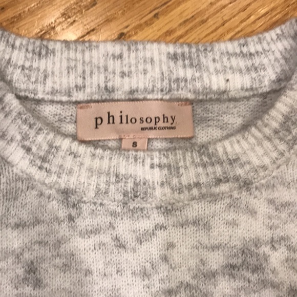 Anthropology PHILOSOPHY White & Gray Ballon Sleeve Sweater Sz S - Picture 3 of 6